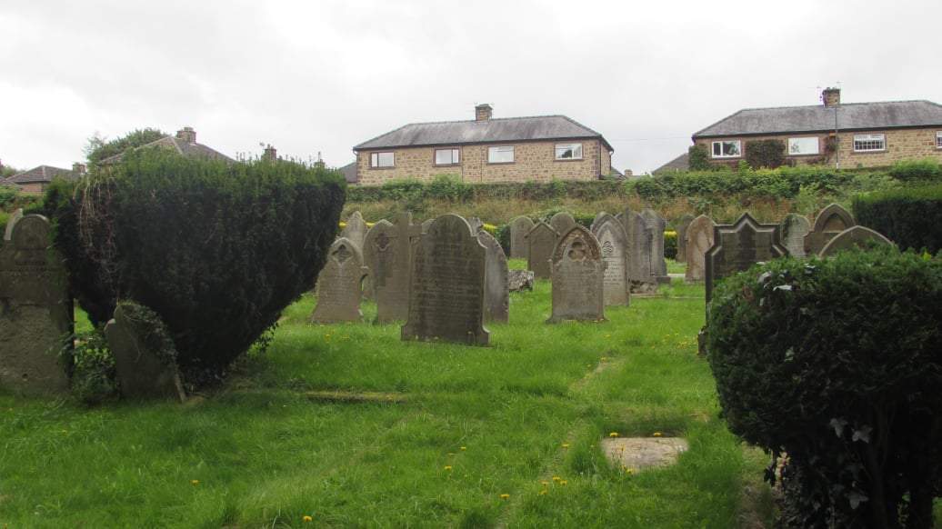 The houses over looking the cemetery